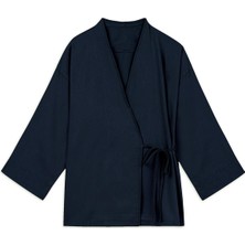 Bağlamalı Tencel Kimono Lacivert