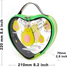 Avokado Desenli Kalp Model Şeffaf Çanta