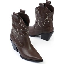 Shoetek Avrora Kadın Bot&bootie Pimli Kovboy Kahve Deri