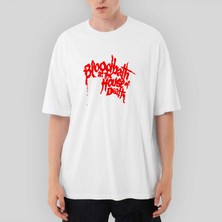 Crows Gate Bloodbath House Death Oversize Beyaz Tişört