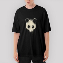 Crows Gate Panda Splash Oversize Siyah Tişört