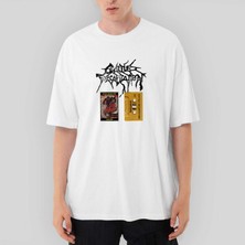 Crows Gate Cattle Decapitation Homovore Oversize Beyaz Tişört