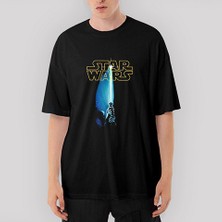 Crows Gate Star Wars Sword And Logo Oversize Siyah Tişört