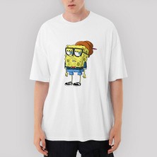 Crows Gate Spongebob Hipster Oversize Beyaz Tişört