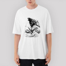 Crows Gate Godzilla Oversize Beyaz Tişört