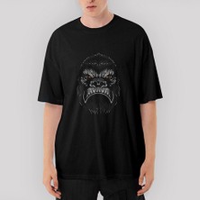 Crows Gate Gorilla Face Oversize Siyah Tişört