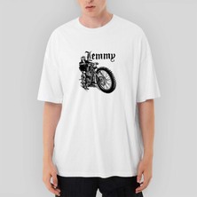 Crows Gate Motörhead Lemmy Kilmister Motorbike Oversize Beyaz Tişört