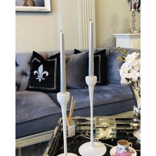 Fleur De Lis Nakışlı Çerçeveli Kırlent Kılıfı Siyah - Gümüş