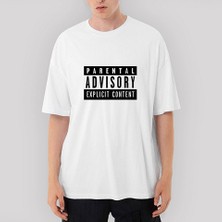 Crows Gate Parental Advisory Oversize Beyaz Tişört