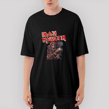 Crows Gate Iron Maiden Skull Oversize Siyah Tişört