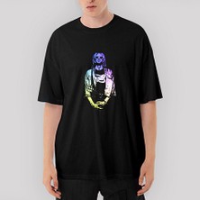 Crows Gate Nirvana Kurt Cobain Colored Oversize Siyah Tişört