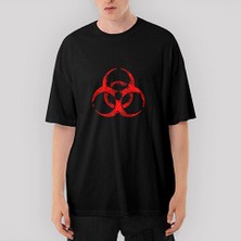 Crows Gate Biohazard Symbol Oversize Siyah Tişört