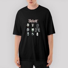 Crows Gate Slipknot Group Face Oversize Siyah Tişört