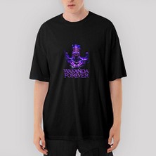 Crows Gate Black Panther Wakanda Forever Oversize Siyah Tişört