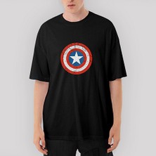 Crows Gate Captain America Kalkan Oversize Siyah Tişört