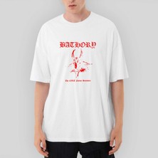 Crows Gate Bathory Black Metal Red Oversize Beyaz Tişört