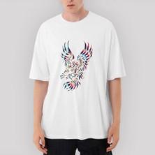 Crows Gate Rainbow Eagle Oversize Beyaz Tişört