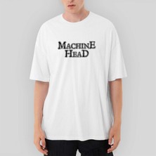 Crows Gate Machine Head Text Oversize Beyaz Tişört