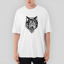 Crows Gate White Wolf Oversize Beyaz Tişört