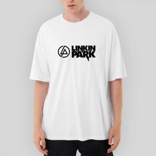 Crows Gate Linkin Park Logo And Text Oversize Beyaz Tişört