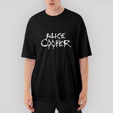 Crows Gate Alice Cooper Logo Oversize Siyah Tişört