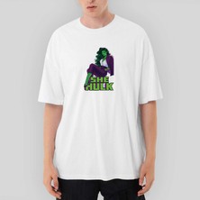 Crows Gate She Hulk Digital Oversize Beyaz Tişört