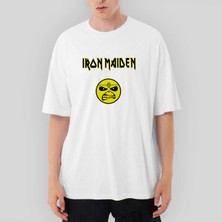Crows Gate Iron Maiden Face Oversize Beyaz Tişört