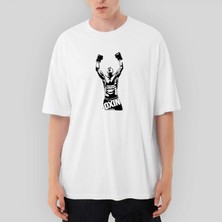 Crows Gate Boxing Fighter Silhouette Oversize Beyaz Tişört