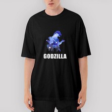 Crows Gate Godzilla In City Oversize Siyah Tişört