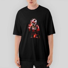 Crows Gate F1 Charles Leclerc Ferrari Oversize Siyah Tişört