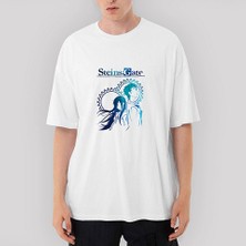 Crows Gate Steins Gate Oversize Beyaz Tişört