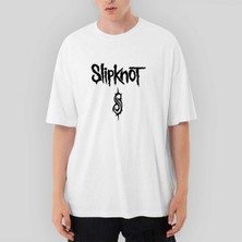 Crows Gate Slipknot Logo Text Oversize Beyaz Tişört