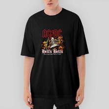 Crows Gate Ac Dc Hells Bells Oversize Siyah Tişört