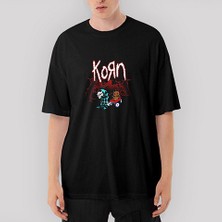 Crows Gate Korn Red Skull Oversize Siyah Tişört