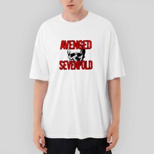 Crows Gate Avenged Sevenfold Skull Oversize Beyaz Tişört