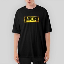 Crows Gate Pantera Cowboys From Hell Text Oversize Siyah Tişört
