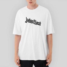 Crows Gate Judas Priest Logo Oversize Beyaz Tişört
