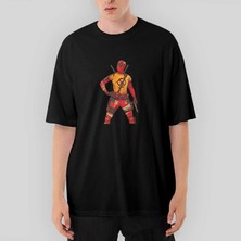 Crows Gate Deadpool x Men Logo Oversize Siyah Tişört