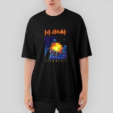 Crows Gate Def Leppard Pyromania Oversize Siyah Tişört