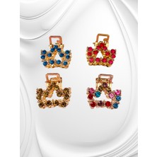 Nice And Bonita Kıskaçlı, Metal, Renkli Dörtlü Toka, Zirkon Taşlı, Kıskaçlı 4 Farklı Toka, Sağlam, Metal Minik Toka