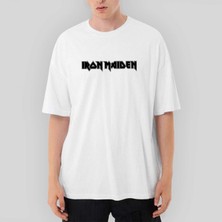 Crows Gate Iron Maiden Black Text Oversize Beyaz Tişört
