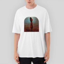 Crows Gate Depressed Girl Oversize Beyaz Tişört