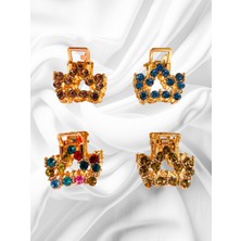 Nice And Bonita Kıskaçlı, Metal, Renkli Dörtlü Toka, Zirkon Taşlı, Kıskaçlı 4 Farklı Toka, Sağlam, Metal Minik Toka