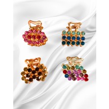 Nice And Bonita Kıskaçlı, Metal, Renkli Dörtlü Toka, Zirkon Taşlı, Kıskaçlı 4 Farklı Toka, Sağlam, Metal Minik Toka