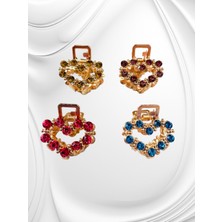 Nice And Bonita Kıskaçlı, Metal, Renkli Dörtlü Toka, Zirkon Taşlı, Kıskaçlı 4 Farklı Toka, Sağlam, Metal Minik Toka