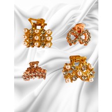 Nice And Bonita Kıskaçlı, Metal, Renkli Dörtlü Toka, Zirkon Taşlı, Kıskaçlı 4 Farklı Toka, Sağlam, Metal Minik Toka