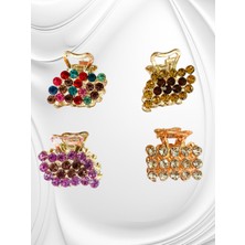 Nice And Bonita Kıskaçlı, Metal, Renkli Dörtlü Toka, Zirkon Taşlı, Kıskaçlı 4 Farklı Toka, Sağlam, Metal Minik Toka