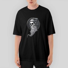 Crows Gate Skull Kuru Kafa Hippy Oversize Siyah Tişört