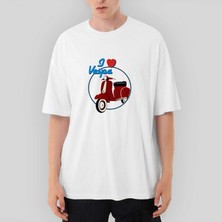 Crows Gate Vespa I Love Oversize Beyaz Tişört