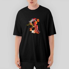 Crows Gate Red Basketball Between The Legs Oversize Siyah Tişört